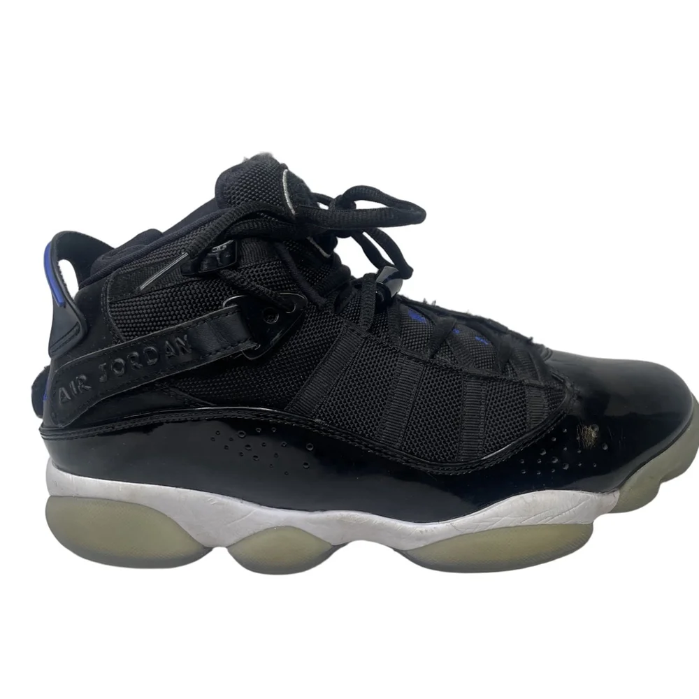 Men's Jordan 6 Rings 'Space Jam' Black Blue Shoes Size 8 Patent Leather